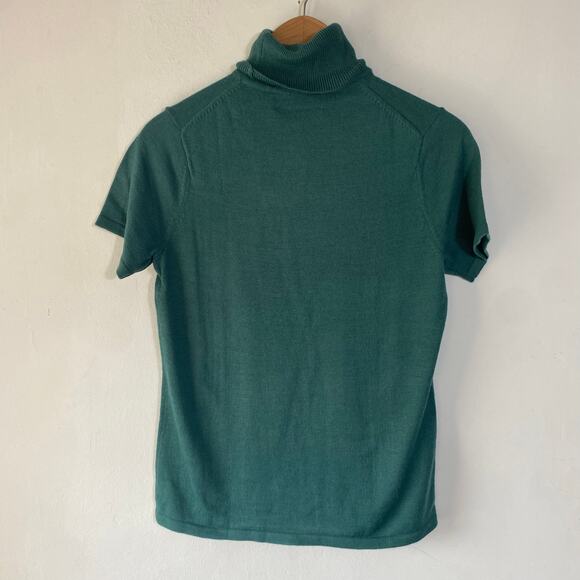 Dialogue Short Sleeve Turtleneck Merino Blend Sweater‎ XS Old Money Quiet Luxury - Picture 2 of 6